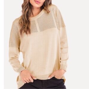 Beige Light Knit Crewneck Sweater